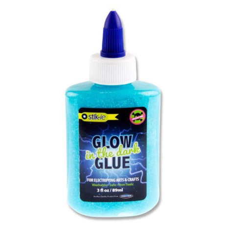 Stik-ie Glow In The Dark Glitter Glue - 89ml - Electrifying Blue-Sequins & Glitter-Stik-ie|StationeryShop.co.uk