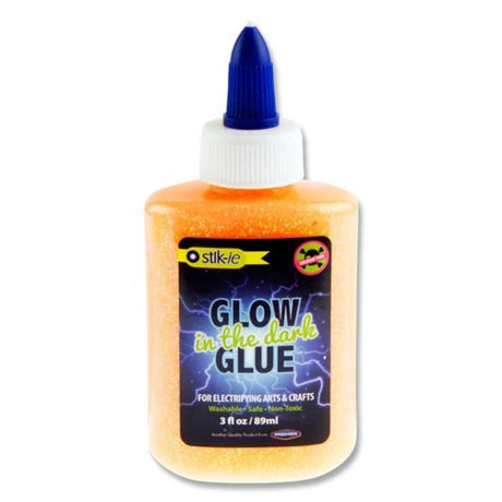Stik-ie Glow In The Dark Glitter Glue - 89ml - Electrifying Orange-Sequins & Glitter-Stik-ie|StationeryShop.co.uk