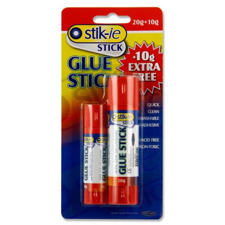Stik-ie Glue Sticks - 20g & 10g - Pack of 2-Craft Glue & Office Glue-Stik-ie|StationeryShop.co.uk