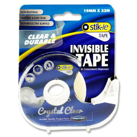 Stik-ie Invisible Tape with Dispenser - 33m x 19mm - Clear-Tape Dispensers & Refills-Stik-ie|StationeryShop.co.uk