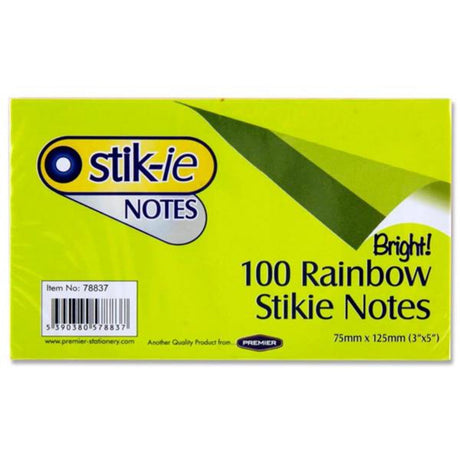 Stik-ie Notes - 75 x 125mm - 5 Colour Rainbow-Sticky Notes-Stik-ie|StationeryShop.co.uk