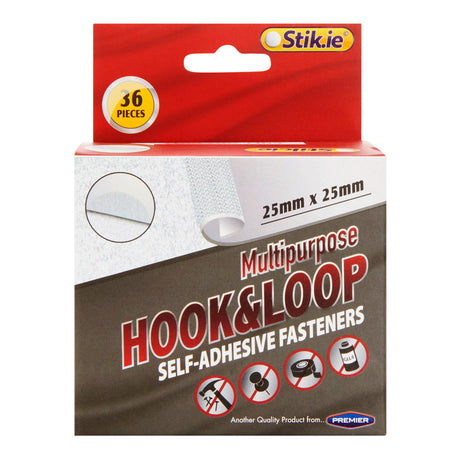 Stik-ie Roll of 36 Pairs Hook & Loop Pads - 25mm-Hooks & Fasteners-Stik-ie|StationeryShop.co.uk