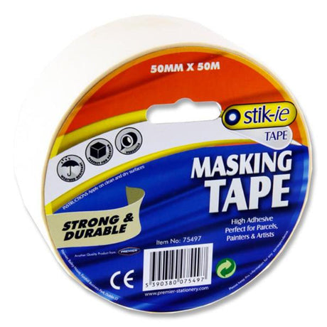 Stik-ie Strong & Durable Masking Tape Roll - 50m x 50mm-Multipurpose Tape-Stik-ie|StationeryShop.co.uk