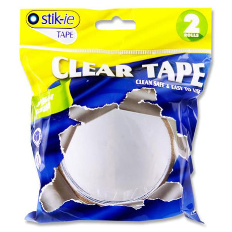 Stik-ie Tape Rolls 50m x 19mm - Clear - Pack of 2-Multipurpose Tape-Stik-ie|StationeryShop.co.uk
