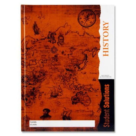 Student Solutions A4 Hardcover Subject Notebook - 160 Pages - History-A4 Notebooks ,Subject & Project Books-Student Solutions|StationeryShop.co.uk
