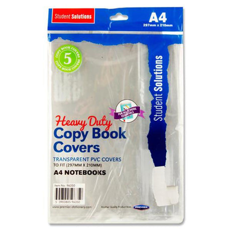 Student Solutions A4 Heavy Duty Copy Book Covers - Pack of 5-Book Covering-Student Solutions|StationeryShop.co.uk