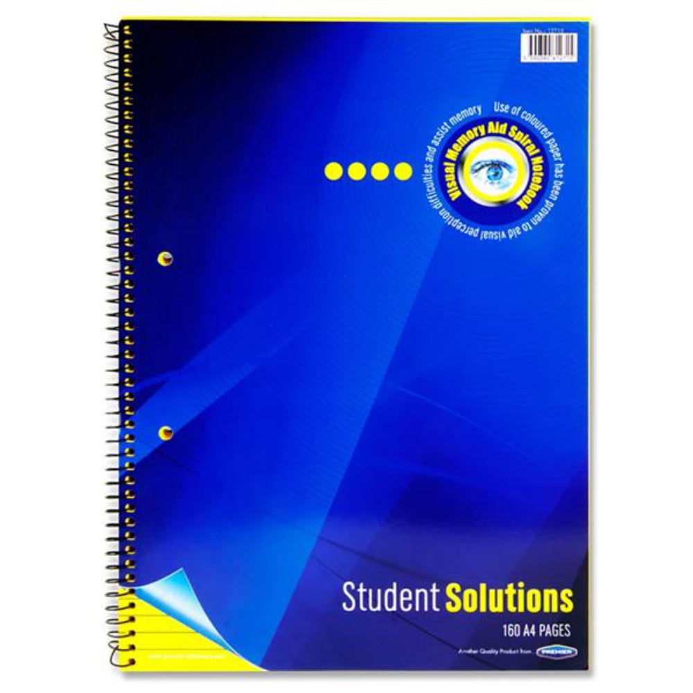 Student Solutions A4 Visual Memory Aid Spiral Notebook - 160 Pages - Lemon Yellow-Tinted Notebooks & Refills-Student Solutions|StationeryShop.co.uk