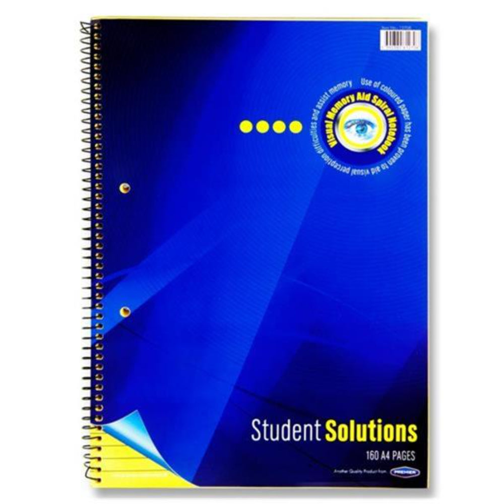 Student Solutions A4 Visual Memory Aid Spiral Notebook - 160 Pages - Yellow-Tinted Notebooks & Refills-Student Solutions|StationeryShop.co.uk