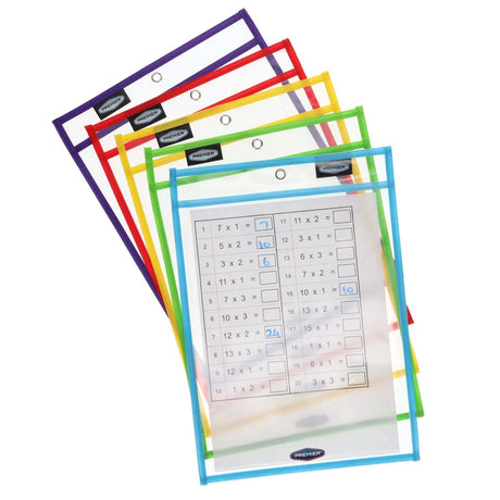 Student Solutions Dry Erase Pockets - Pack of 5-Dry Wipe Pocket Storage-Student Solutions|StationeryShop.co.uk