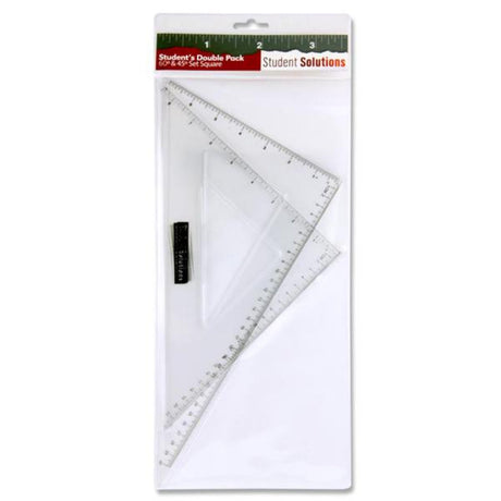 Student Solutions Set Squares - Pack of 2-Set Squares & Protractors-Student Solutions|StationeryShop.co.uk
