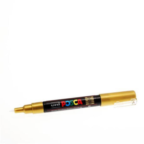 Uni Posca PC-1M 0.7mm Round Tip Ultra Fine Permanent Marker - Gold-Markers-Uni|StationeryShop.co.uk