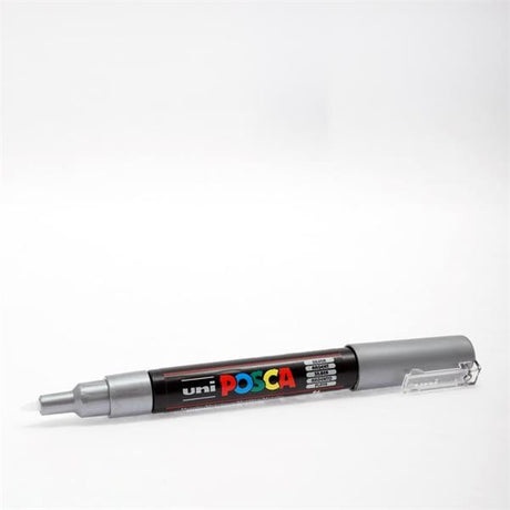 Uni Posca PC-1M 0.7mm Round Tip Ultra Fine Permanent Marker - Silver-Markers-Uni|StationeryShop.co.uk