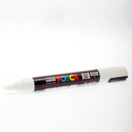 Uni Posca PC-5M Medium Line Bullet Tip Permanent Marker - White-Markers-Uni|StationeryShop.co.uk