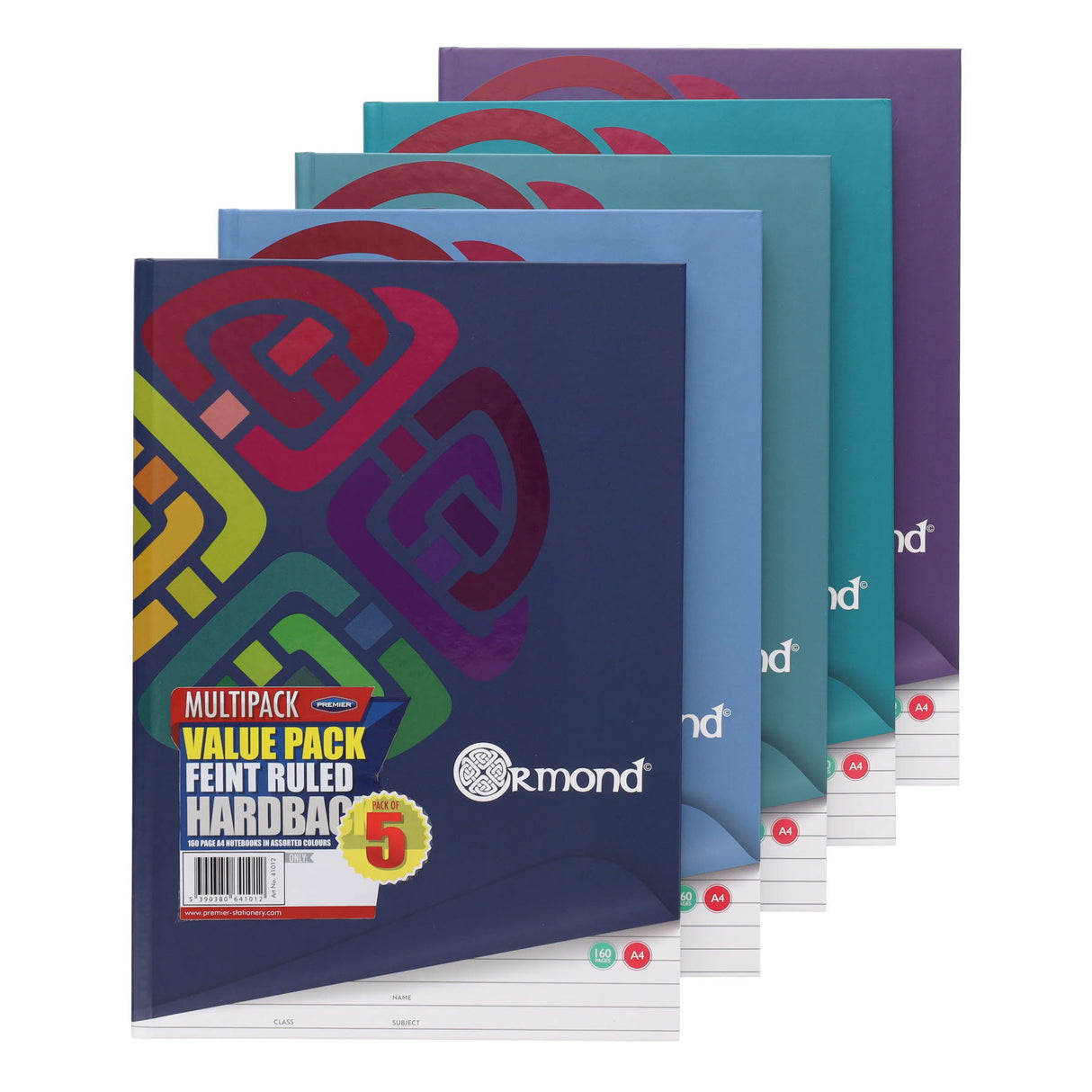 Ormond Multipack | A4 160pg Hardcover Notebook - Pack of 5