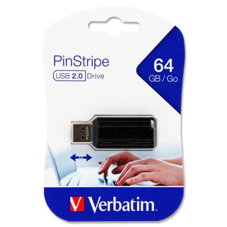 Verbatim Pinstripe USB 2.0 Drive - 64 GB-Computer Accessories-Verbatim|StationeryShop.co.uk