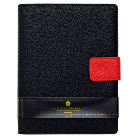 Victoria's Journals A5 Buffalo Cover Organiser with Concealed Magnetic Closure - Black-Journals-Victoria's Journals|StationeryShop.co.uk