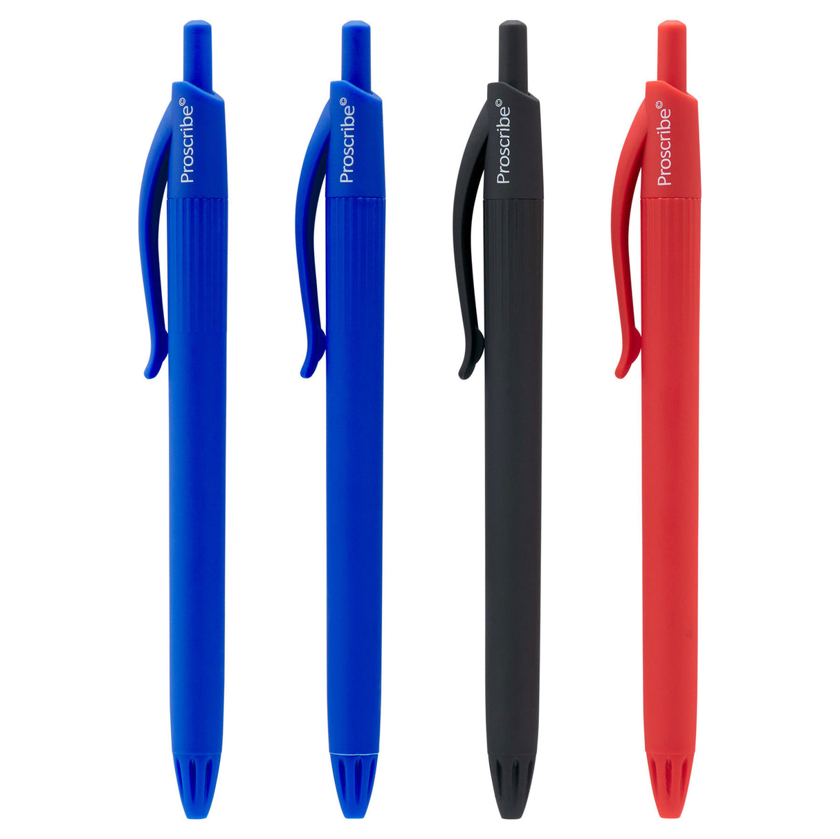 Pro:Scribe Ballpoint Pens - Blue, Black, Red Ink - Pack of 4