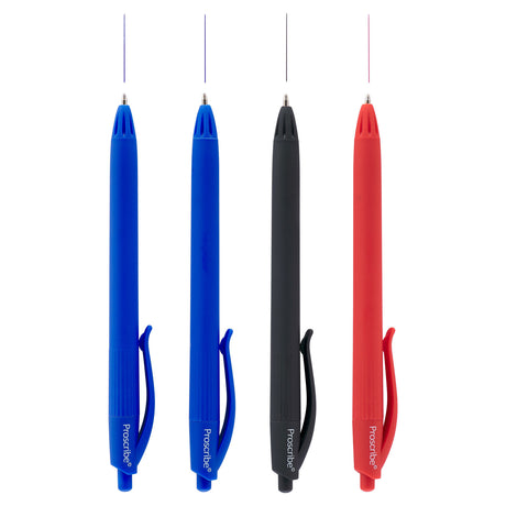 Pro:Scribe Ballpoint Pens - Blue, Black, Red Ink - Pack of 4