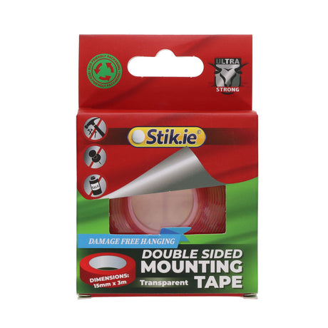 Stik-ie Double Sided Mounting Tape - 3mx15mm - Clear