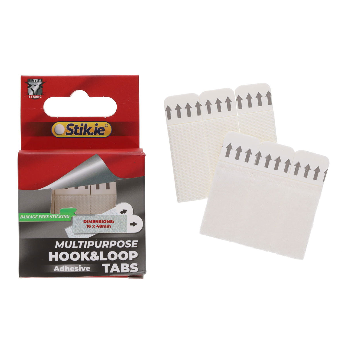 Stik-ie Removable Hook & Loop Tabs - 16X48mm - Pack of 12