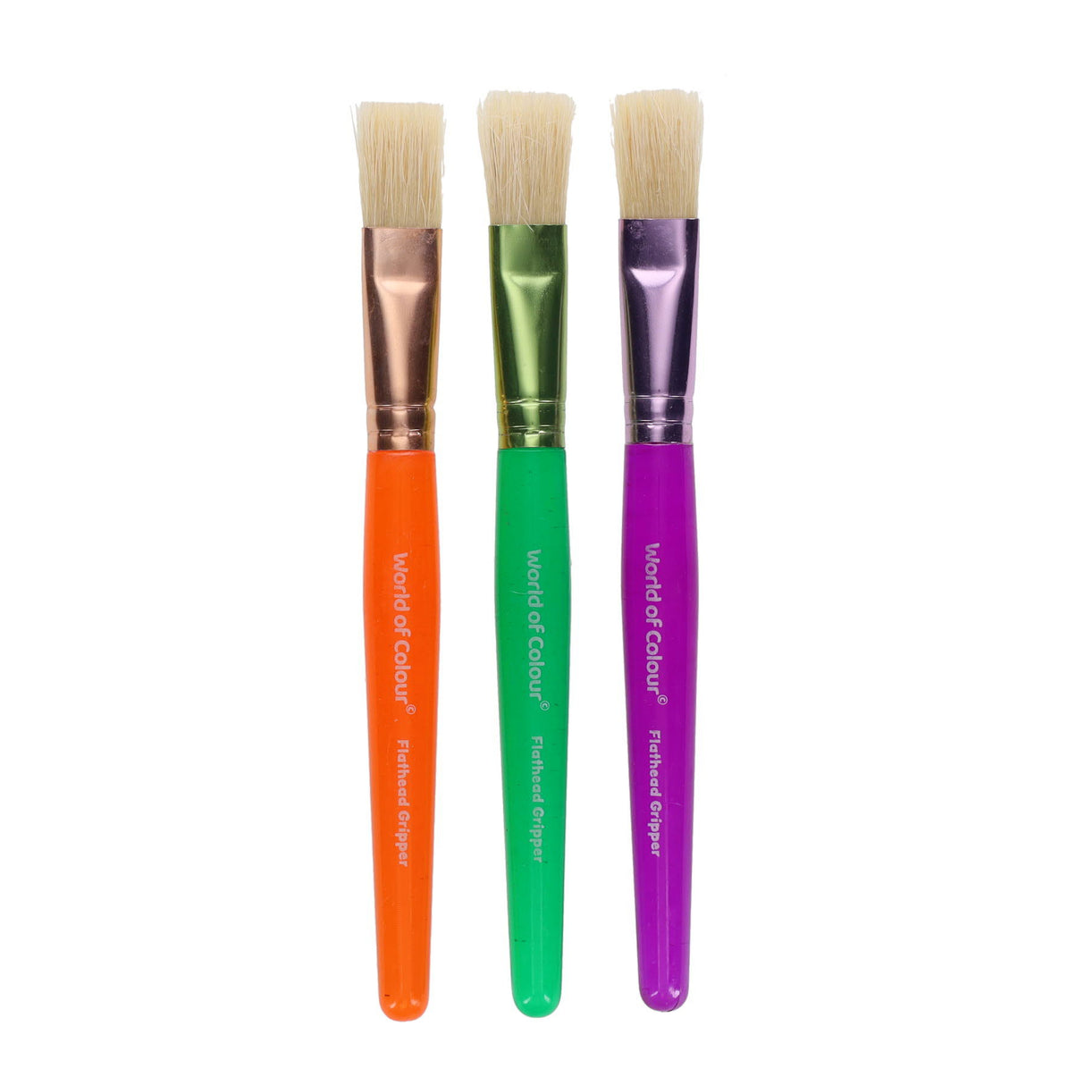 World of Colour Big Grip Brush Set - Flat - Pack of 3