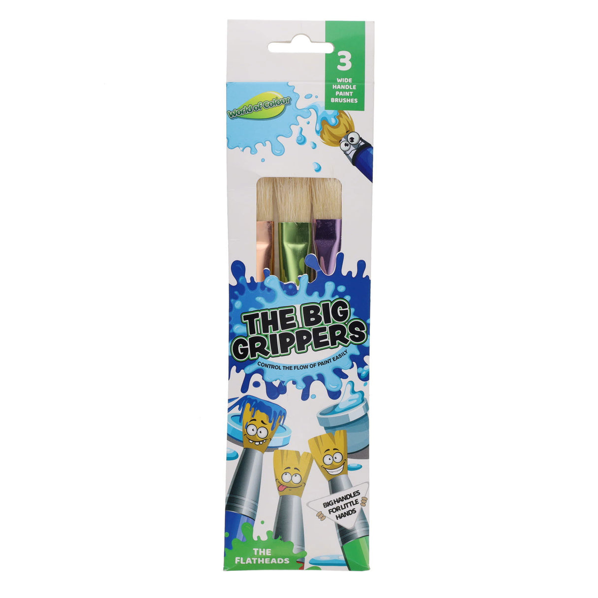 World of Colour Big Grip Brush Set - Flat - Pack of 3