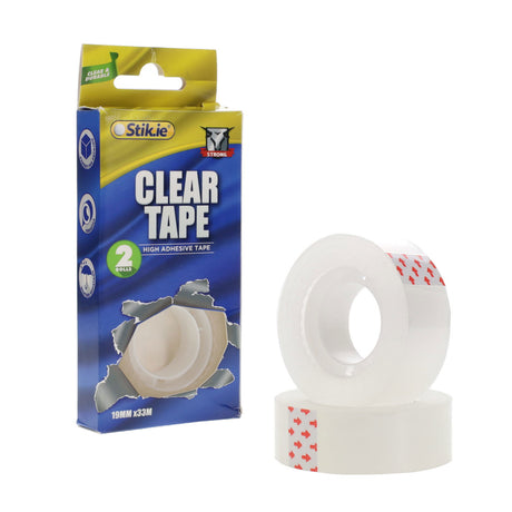 Stik-ie Tape Rolls 30m x 19mm - Clear - Pack of 2