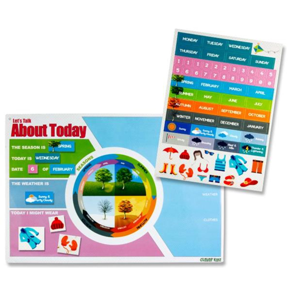 Clever Kidz Magnetic Calendar Board - 420mm x 288mm - Learn All About Today