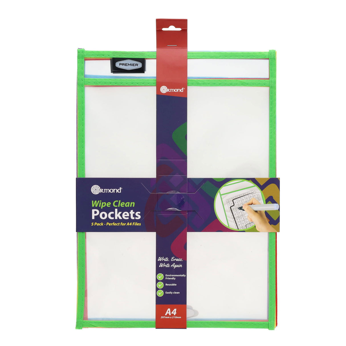 Student Solutions Dry Erase Pockets - Pack of 5