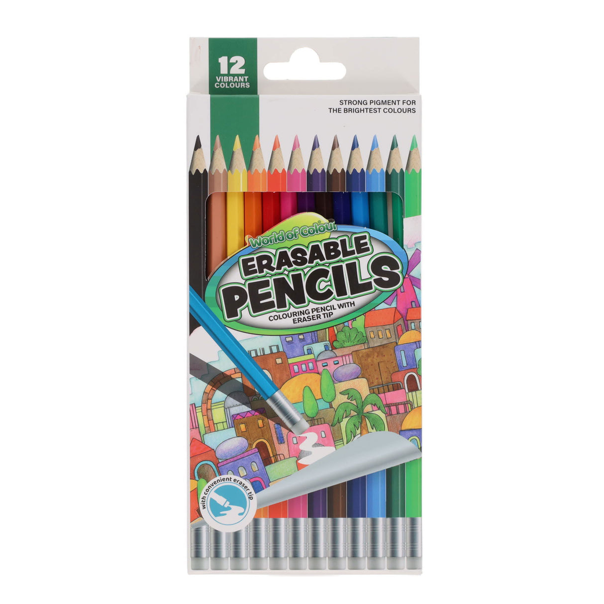 World of Colour Box of 12 Fully Erasable Colouring Pencils