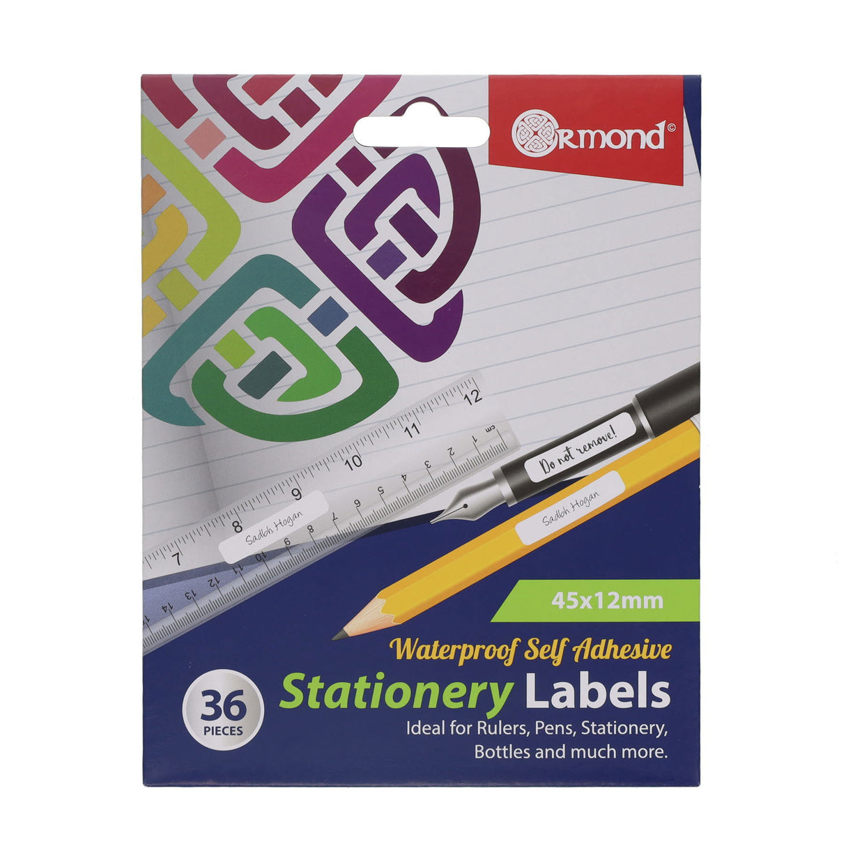 Ormond 45mm x 12mm Waterproof Self Adhesive Stationery Labels - Pack of 36
