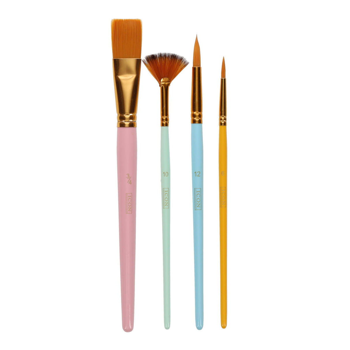Icon Nylon Paint Brushes - Flat - Pack of 4