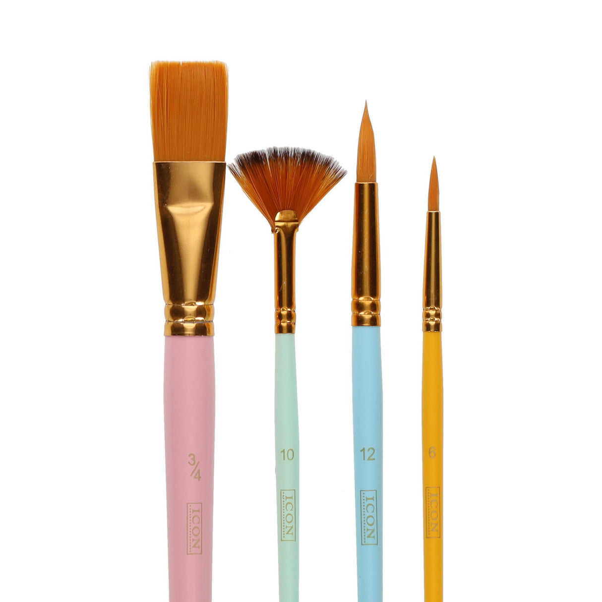Icon Nylon Paint Brushes - Flat - Pack of 4