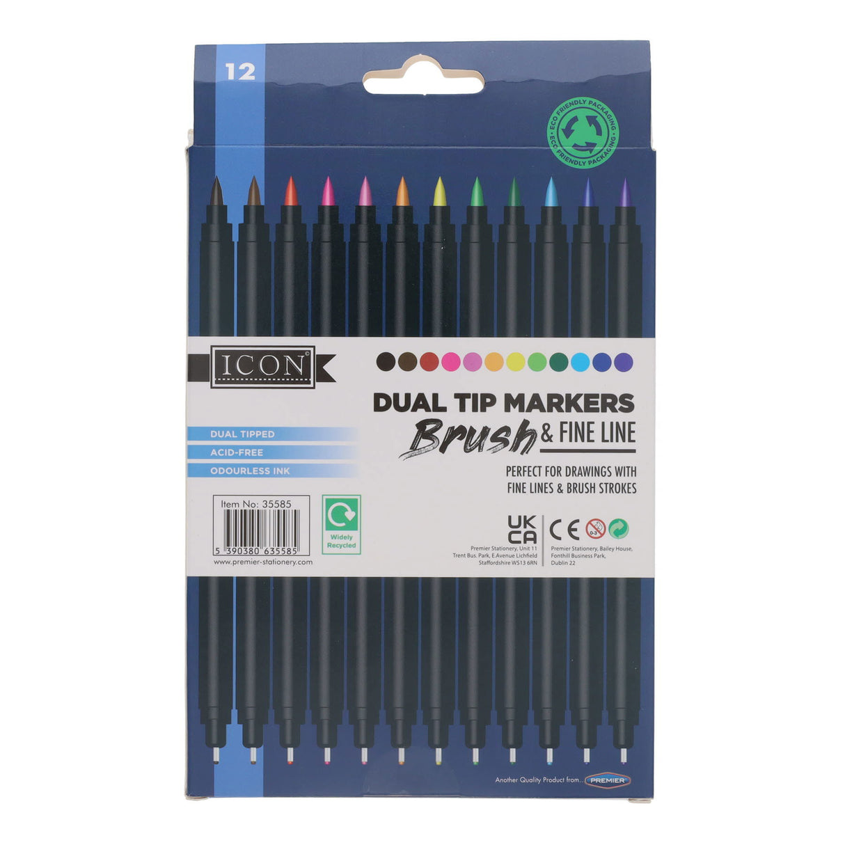 World of Colour Duap Tip Brush & Fineliner Pens - Pack of 12