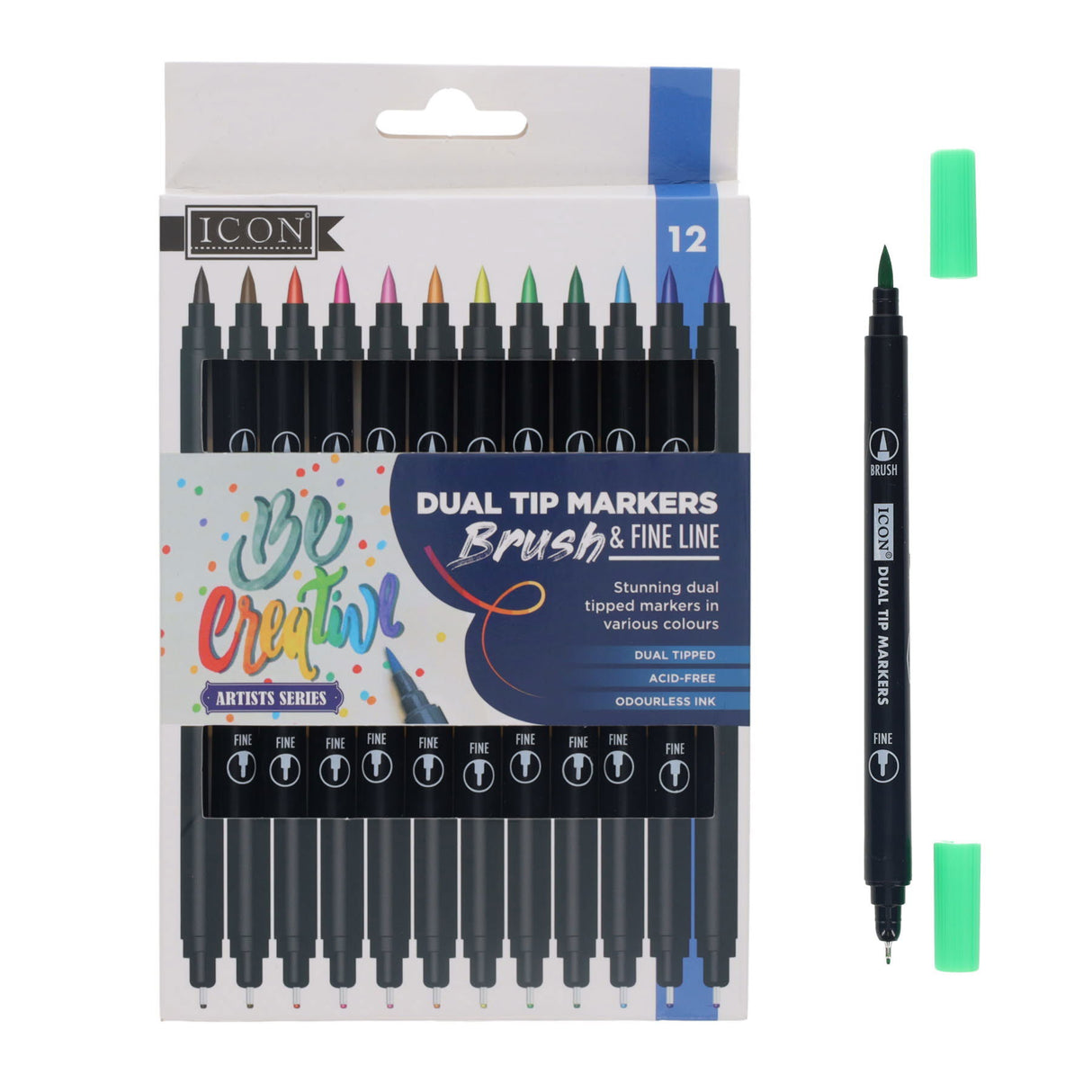 World of Colour Duap Tip Brush & Fineliner Pens - Pack of 12