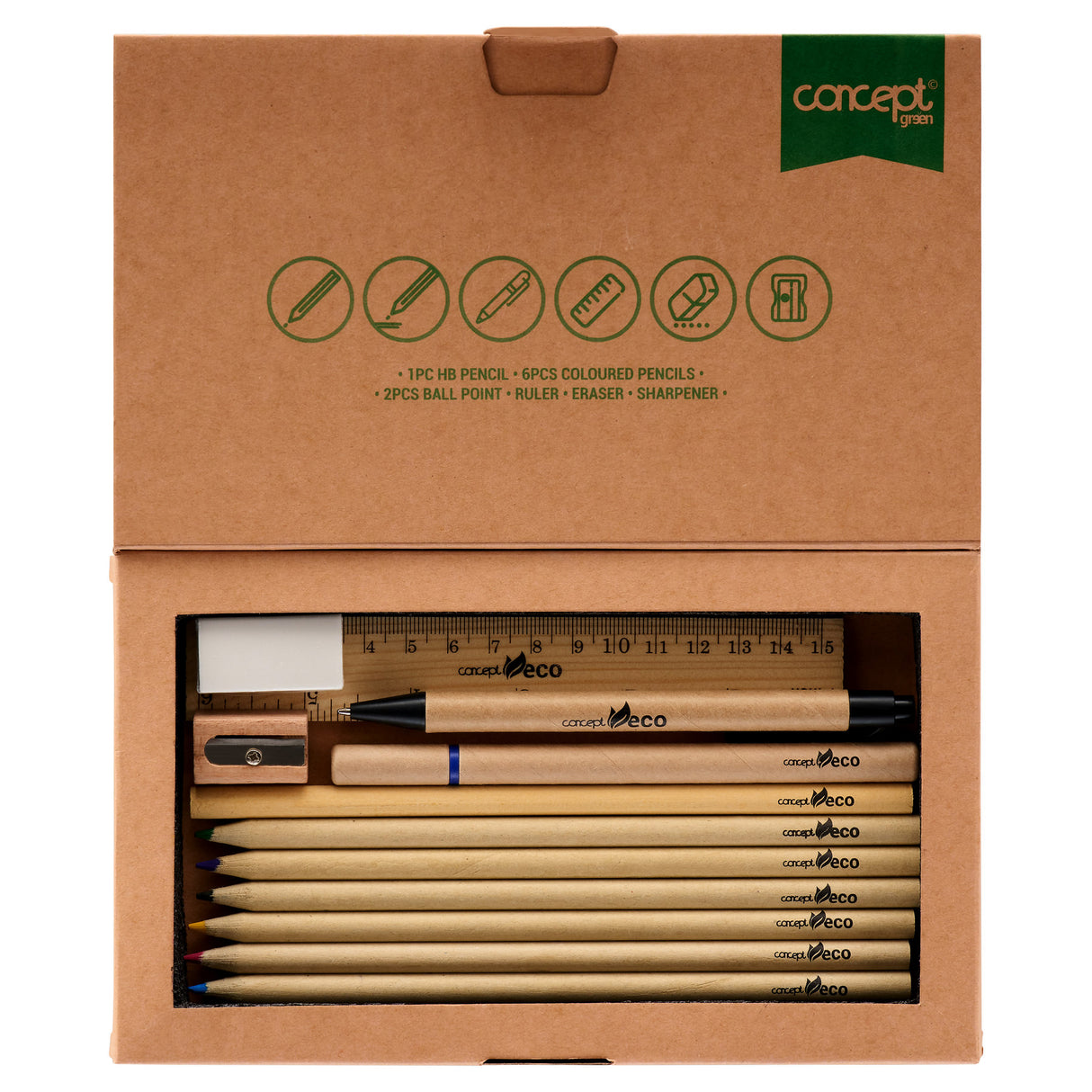 Concept Green Essential Writing And Colouring - Set of 12