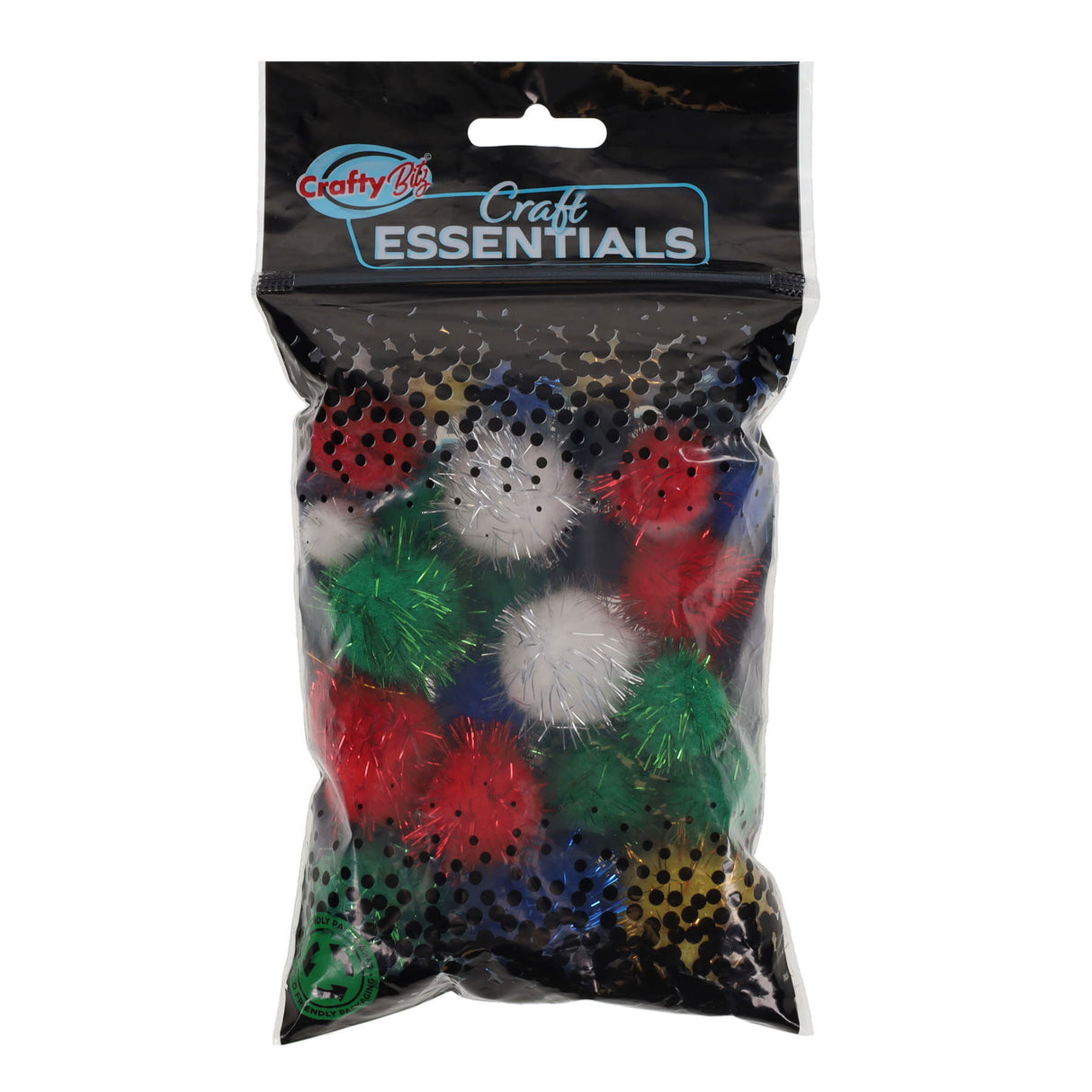 Crafty Bitz Pom Poms - Glitter - Pack of 30