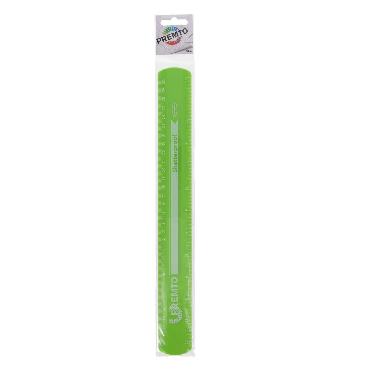 Premto Shatterproof Ruler - 30cm - Caterpillar Green
