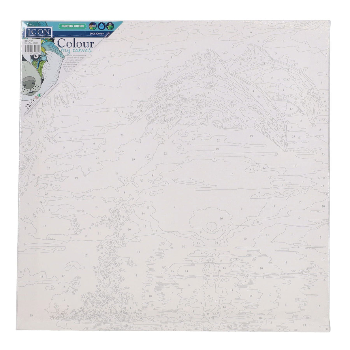 Icon Paint By Numbers Canvas - 300x300mm - Dolphin
