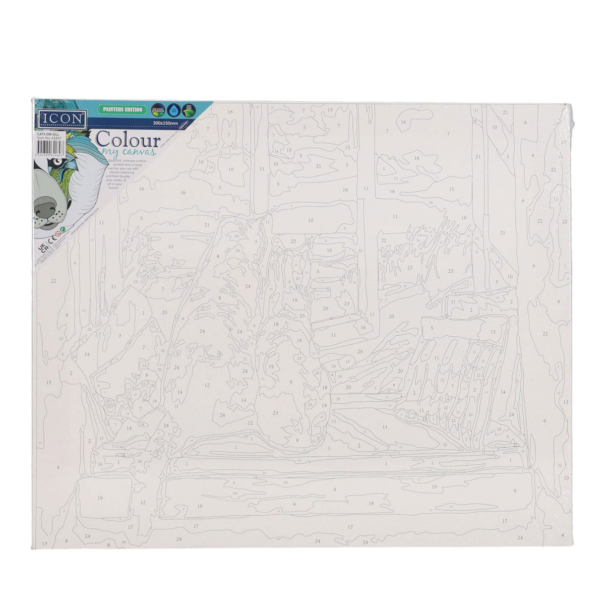 Icon 300x250mm Paint By Numbers Canvas - Cats On Sill