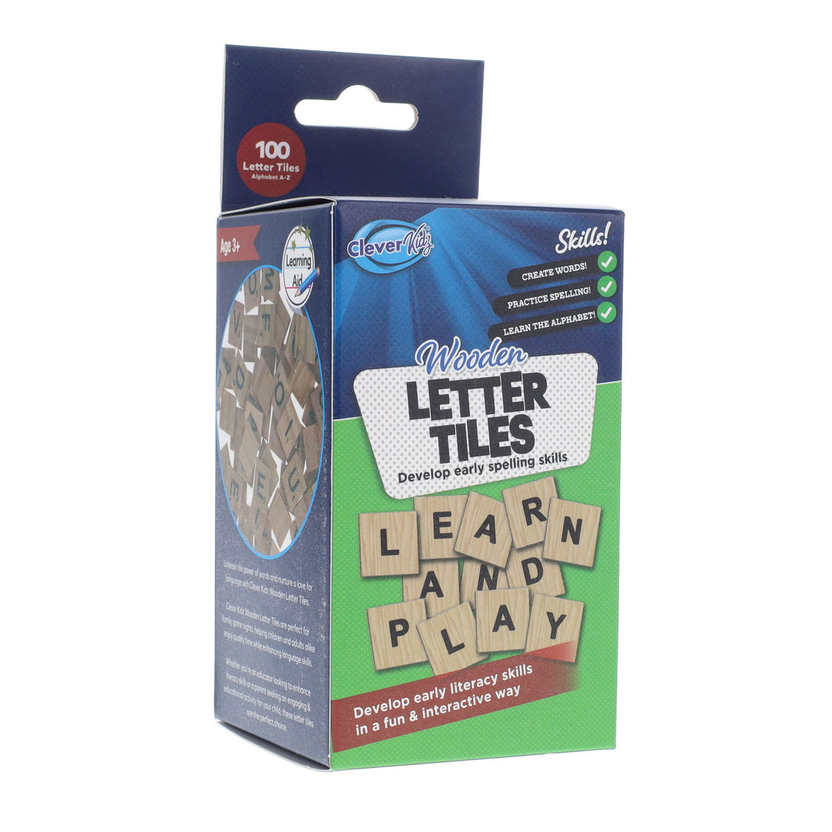 Clever Kidz Wooden Letter Tiles - Pack of 100