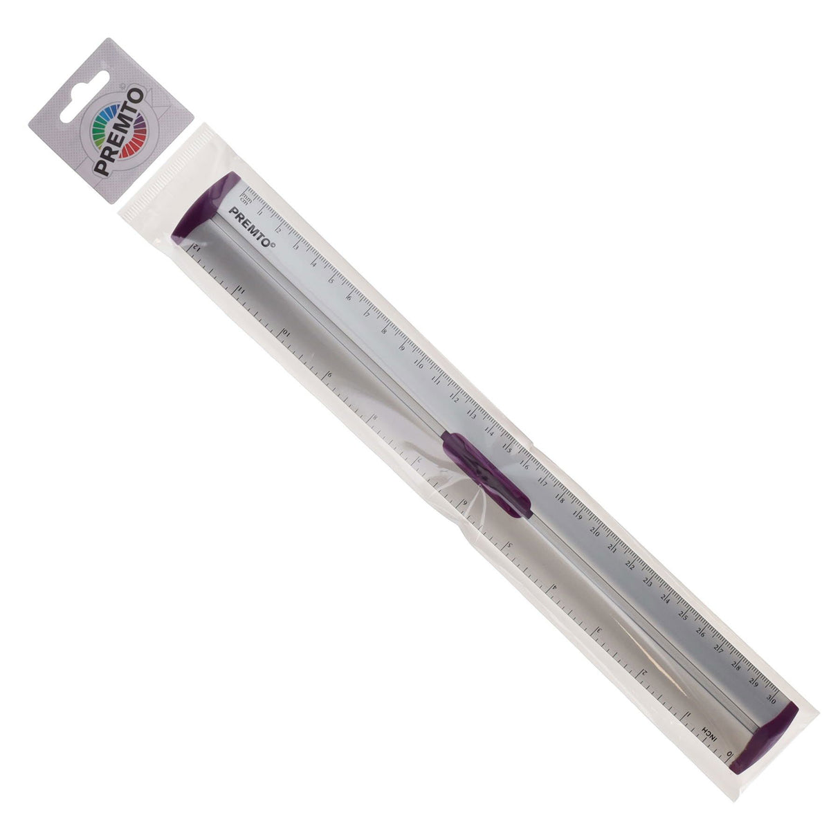 Premto S1 Aluminum Ruler With Grip 30cm - Grape Juice
