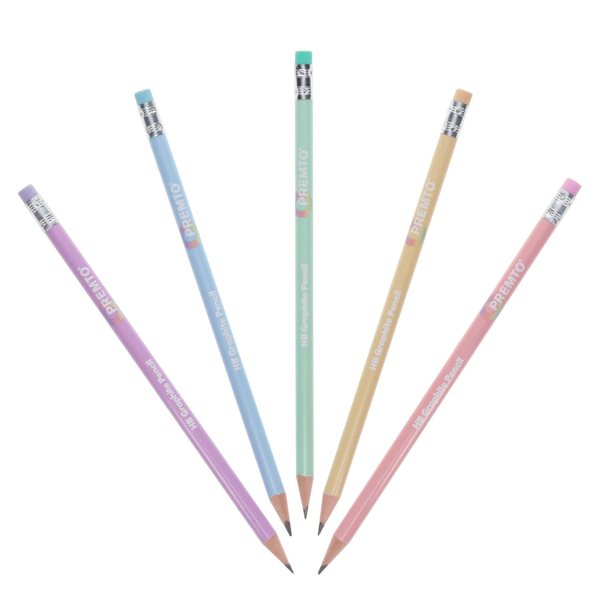 Premto Pastel HB Pencils With Eraser Tip - Pack of 5