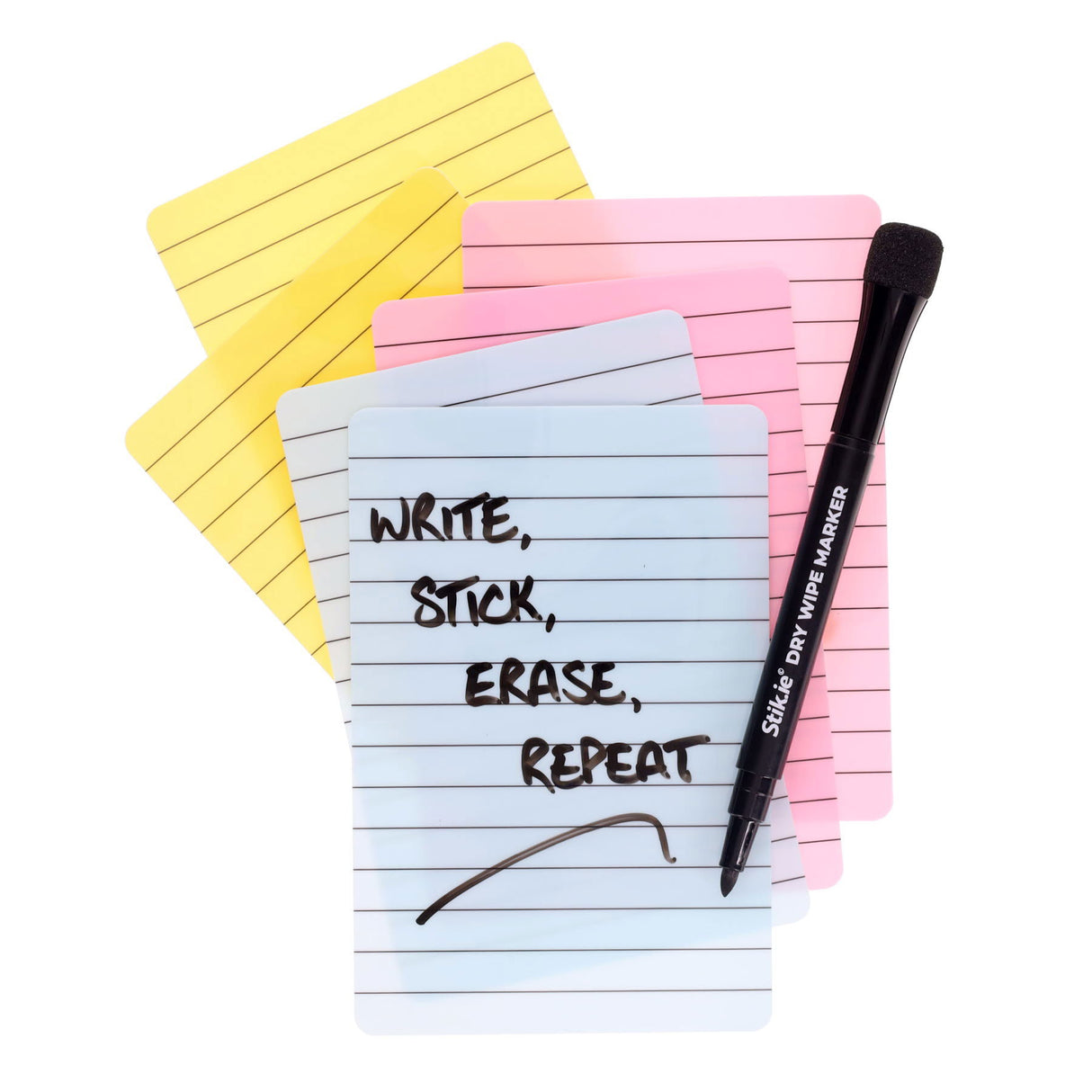 Stik.ie Reusable Stikie Notes - Assorted - 4x6 - Pack of 6