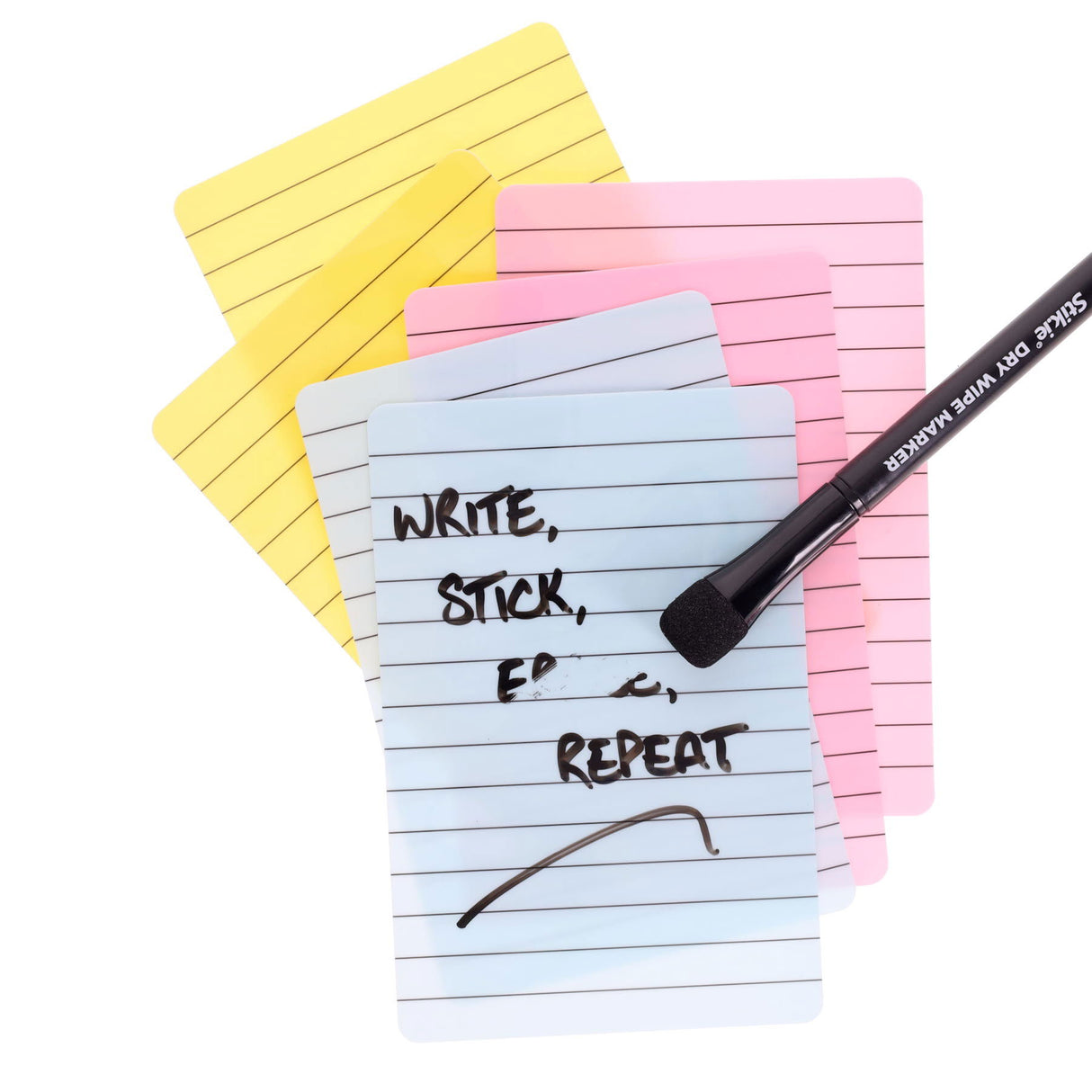 Stik.ie Reusable Stikie Notes - Assorted - 4x6 - Pack of 6