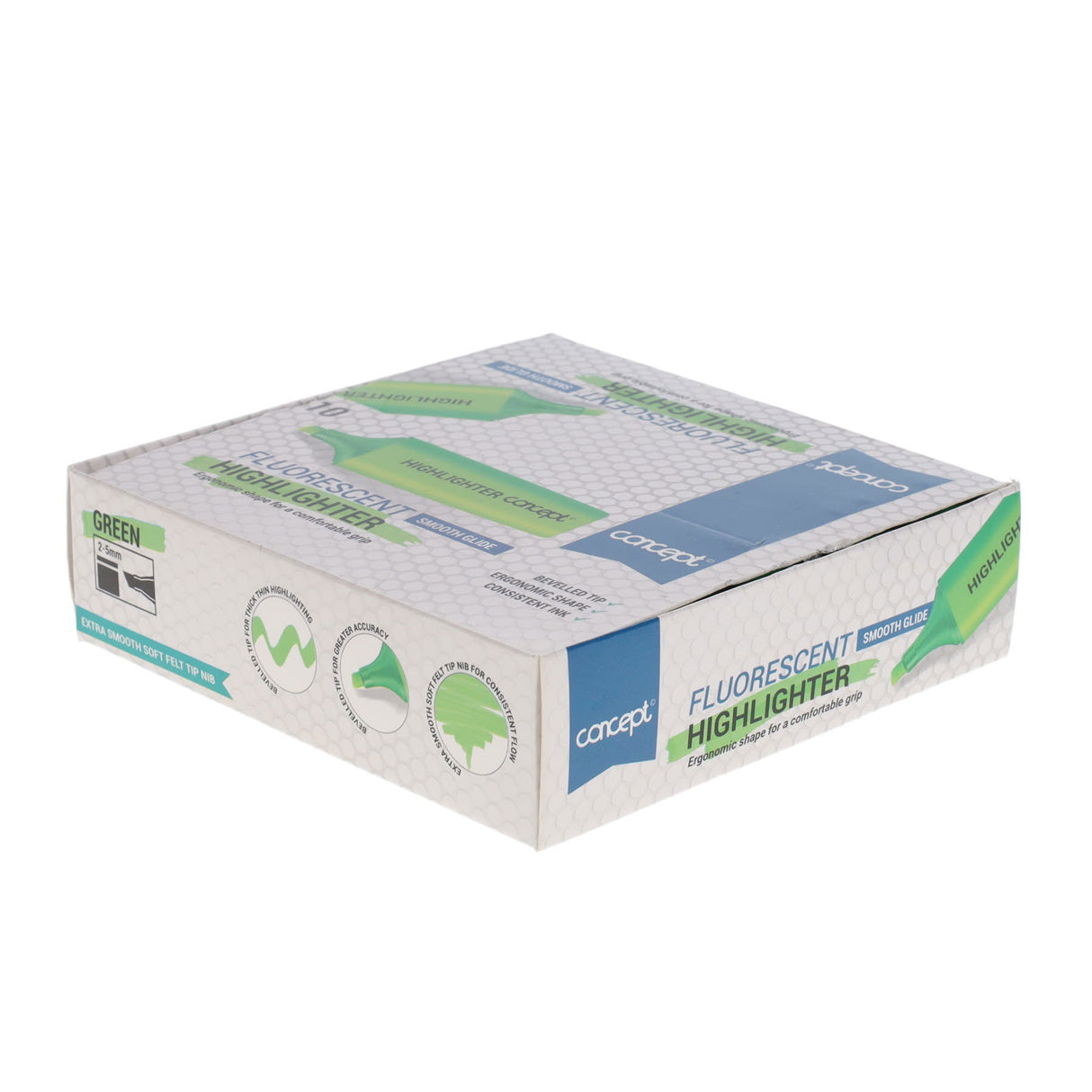 Concept Fluorescent Highlighter - Green - Box of 10