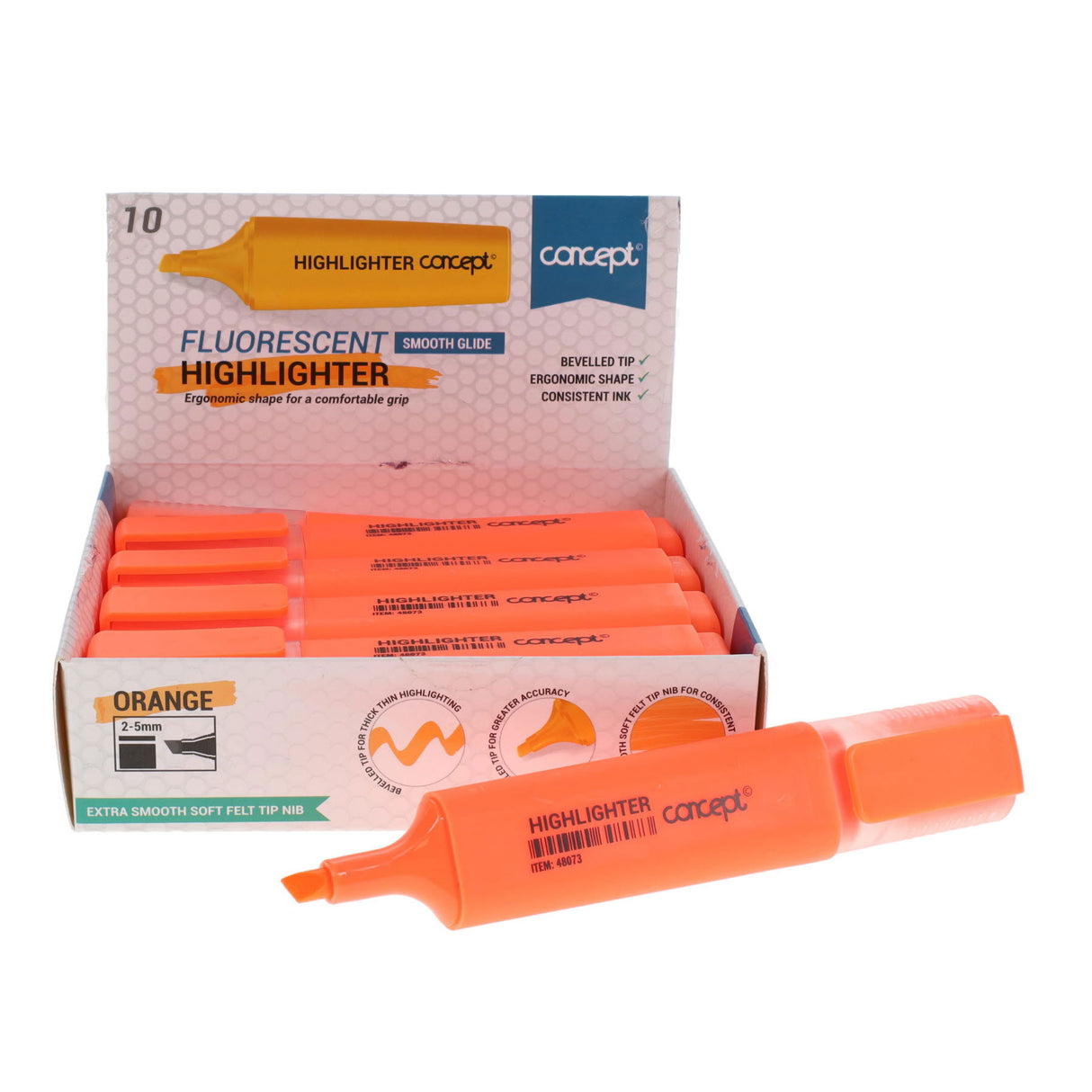 Concept Fluorescent Highlighter - Orange - Box of 10