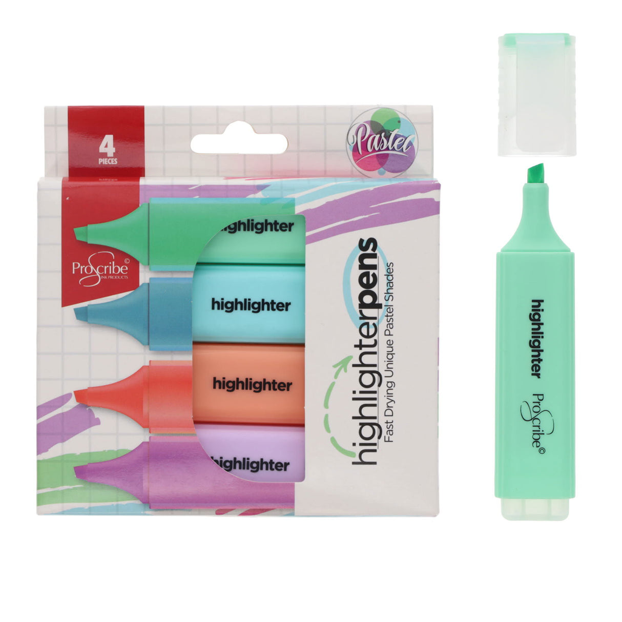 Pro:Scribe Pastel Highlighters - Pack of 4