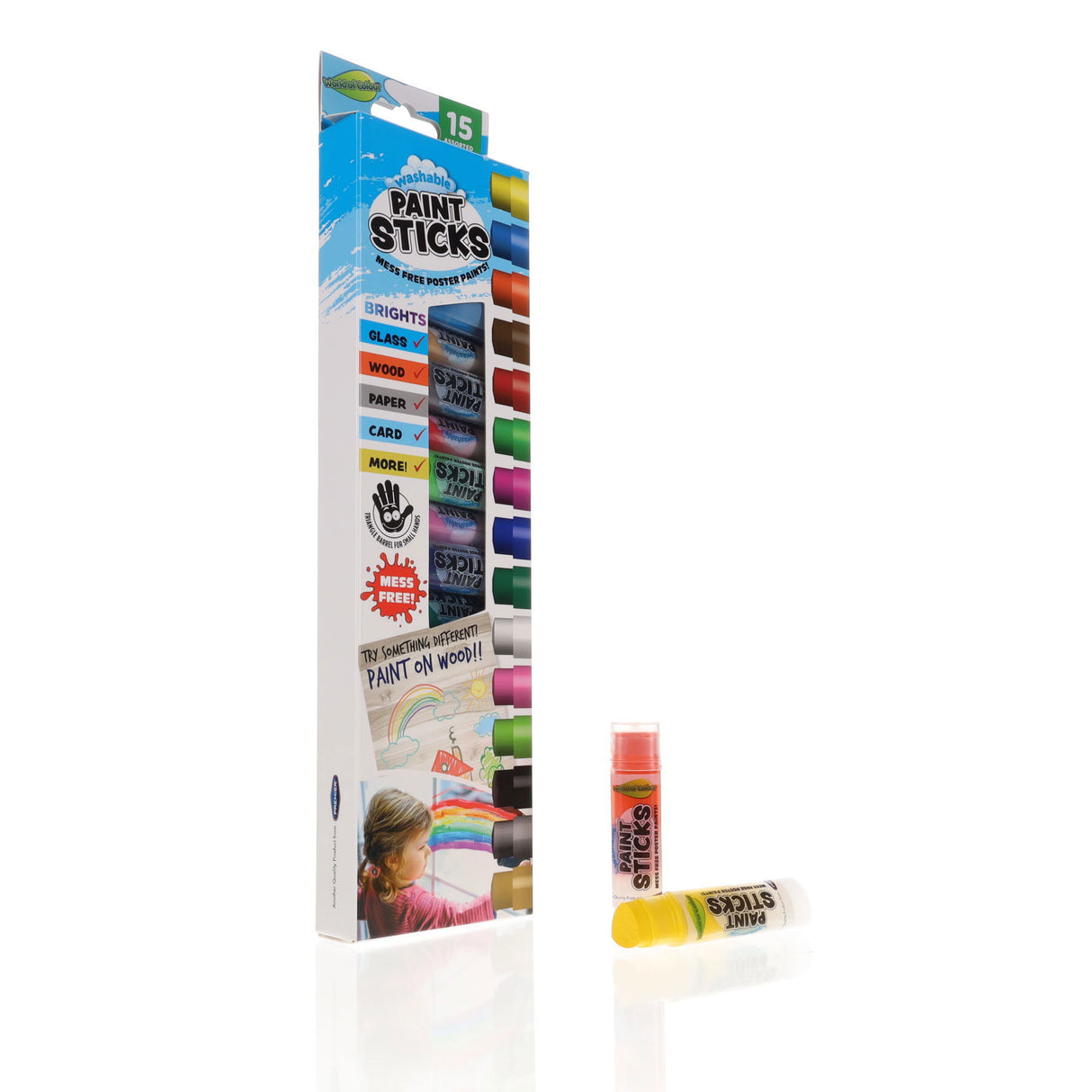 World of Colour Washable Poster Paint Sticks - Brights - 5g - Pack of 15