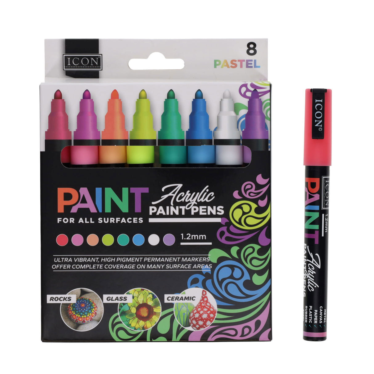 Icon Acrylic Paint Pens - Pastel - Pack of 8